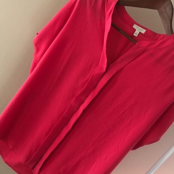 TALBOTS Bright Pink Semi-Sheer Blouse - Size Small - Picture 1 of 8